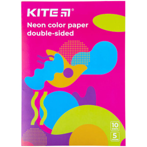 Бумага цветная неоновая Kite (10 листов/5 цветов), A4 Dogs