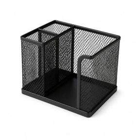 Organizator de birou din plasă pentru pixuri cu bloc pentru hârtii, metal