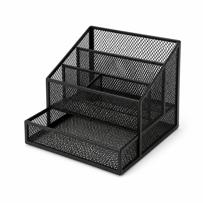 Suport p/u documente verticală din plasă cu 4 compartimente și sertare extensibile, metal