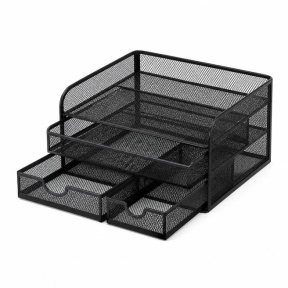 Suport pentru documente din plasă cu o secțiune și 3 sertare extensibile, metal