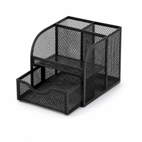 Organizator de birou din plasă cu 3 compartimente și 1 sertar extensibil, metal