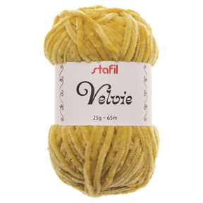 Fir de tricotat Stafil Velvie, poliester, 25 g, 65 m, culoare galben