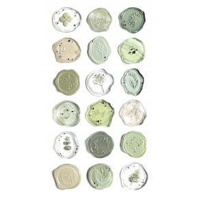 Autocolante decorative, imitație de sigilii de ceară, 18 buc., verde deschis