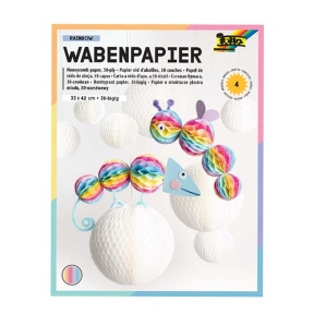 Hârtie subțire tip fagure, 30 straturi, 21×33 cm, 4 foi, curcubeu