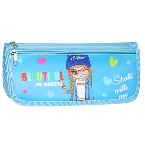 Пенал школьный Beautiful girl Glasses Голубой