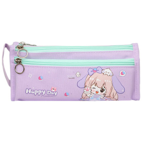 Школьный пенал Happy Day фиолетовый/лазурный