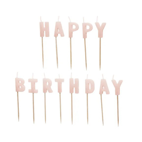 Свечи для торта "Happy Birthday", 2,5 см, розовые, 13 шт