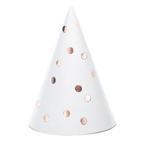 Набор праздничных колпачков горошек розовое золото, микс, 16 см, 6 шт