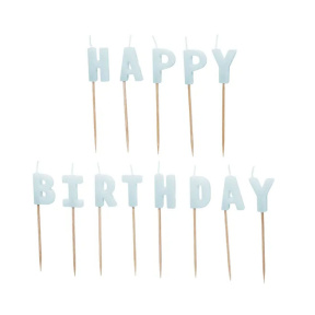 Свечи для торта "Happy Birthday", 2,5 см, голубые, 13 шт