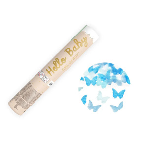 Конфетти-пушка HELLO BABY с бабочками, 20 см, голубой