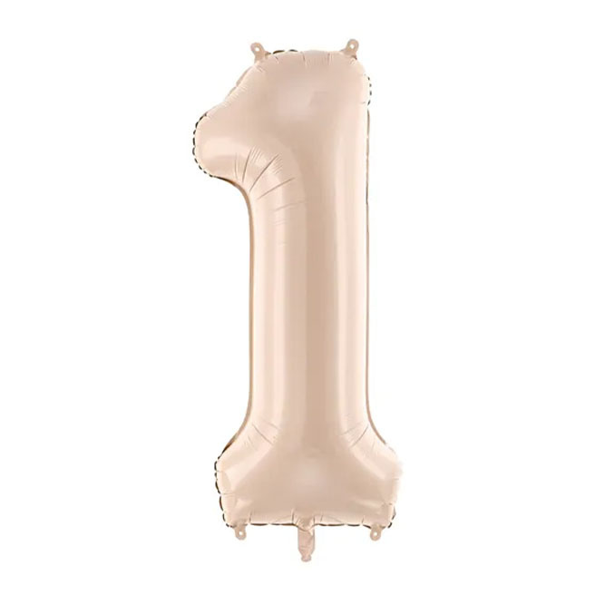 Balon folie bej închis, 72 cm, cifra 1