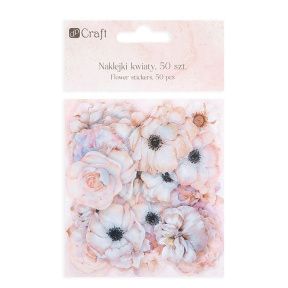 Autocolante PET „Flori”, 50 buc – Nuanțe pastelate