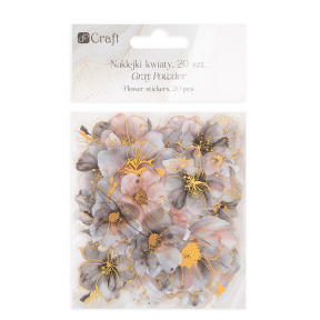 Autocolante PET „Flori”, 20 buc – Pudră gri