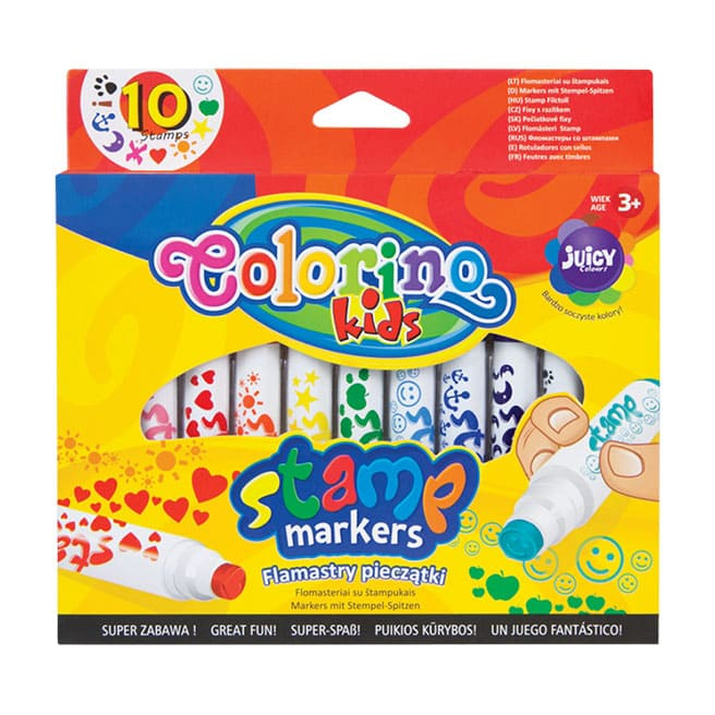 Set de markere Colorino cu ștampilă, 10 culori