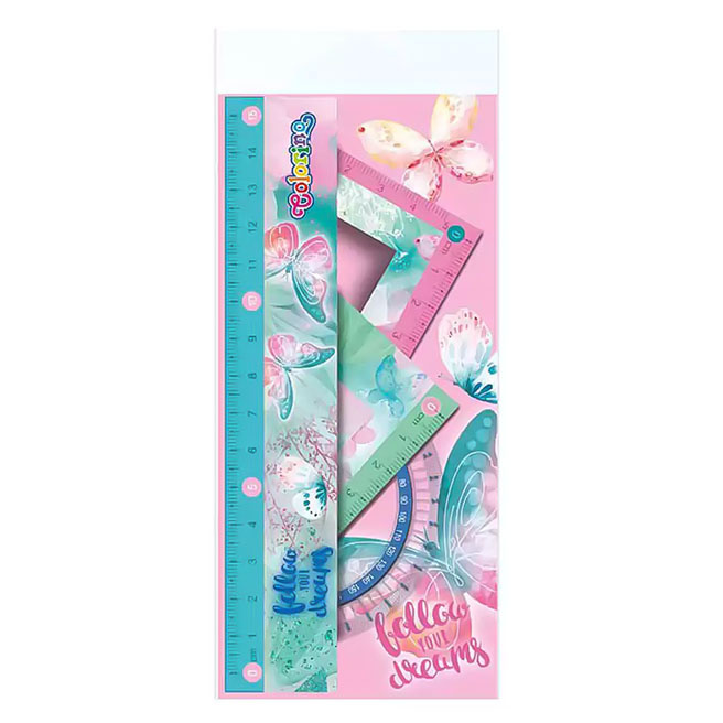 Set rigle Colorino Butterfly pentru desen 4 articole, riglă 15 cm