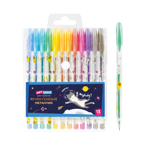 Набор гелевых ручек ArtSpace "Космические приключения" 12 цветов, 1,0 мм, металлик