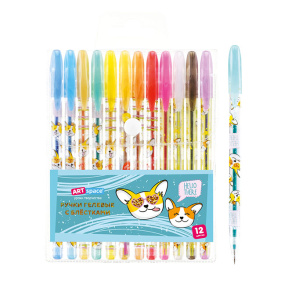 Набор гелевых ручек ArtSpace "Милые зверушки" 12 цветов, 1,0 мм, с блестками