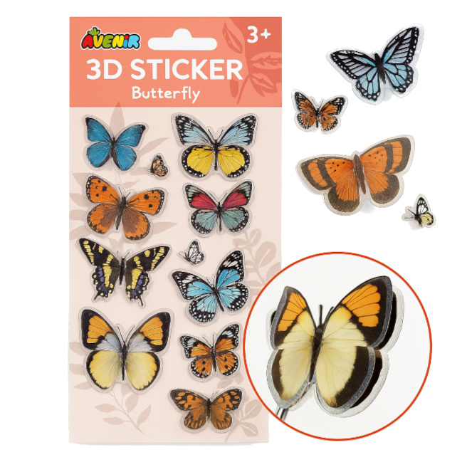 Autocolante 3D "Fluturi", 10 buc.