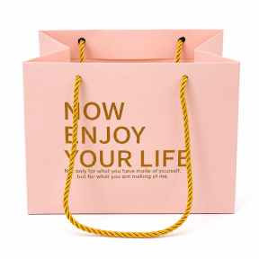 Pungă cadou din hârtie „NOW ENJOY YOUR LIFE”, roz, 20*20 cm