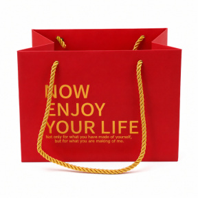Pungă cadou din hârtie „NOW ENJOY YOUR LIFE”, roșu, 20*20cm