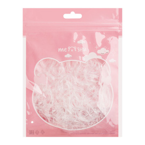 Elastice pentru păr MESHU, transparente, 300 buc., diametru 2 cm, agățătoare euro