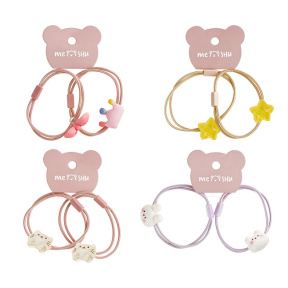 Elastice pentru păr MESHU, subțiri cu topper, asortate, 2 buc., diametru 5 cm, agățătoare euro