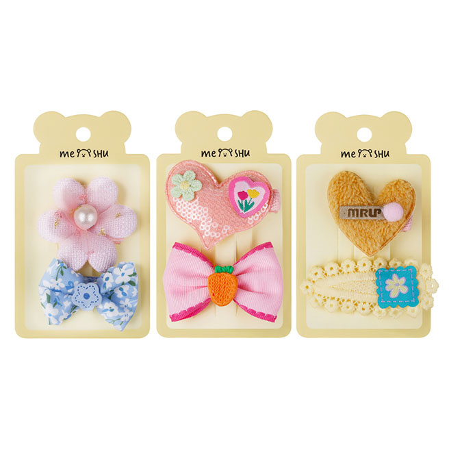 Agrafe pentru păr MESHU, agrafe textile, sortiment, 2 buc., 5/6 cm, agățătoare euro