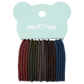 Elastice pentru păr MESHU, asortate închise la culoare, 20 buc., diametru 4,5 cm, agățătoare euro