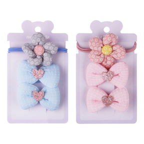 Set de accesorii pentru păr MESHU, elastic 1 buc., diametru 5 cm, agrafe 2 buc., 4 cm, asortate, agățătoare euro