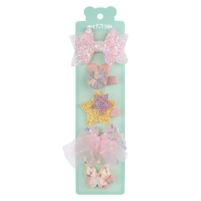 Agrafe pentru păr MESHU, cu topper, culoare perlată, 5 buc., 3,5 cm, agățătoare euro