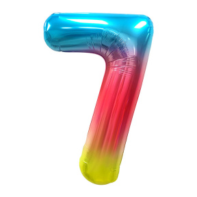 Фольгированный шар, 40", MESHU, цифра 7, радужный градиент