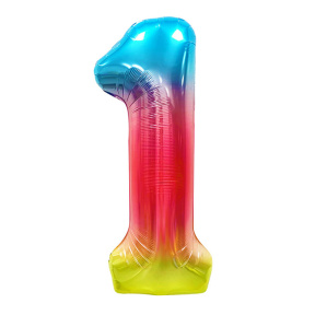Фольгированный шар, 40", MESHU, цифра 1, радужный градиент