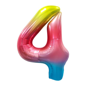 Фольгированный шар, 40", MESHU, цифра 4, радужный градиент