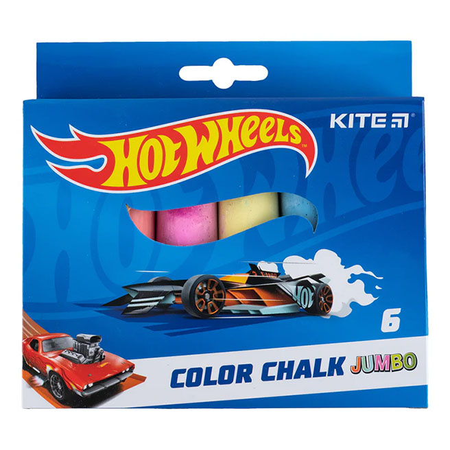 Set cretă colorată KITE, Jumbo, 6 culori Hot Wheels