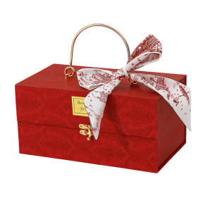 Подарочная коробка-шкатулка с ручкой, красная, 25 * 14 * 12 см