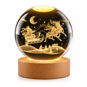 Glob LED decorativ 9×7 cm, Sanie cu reni