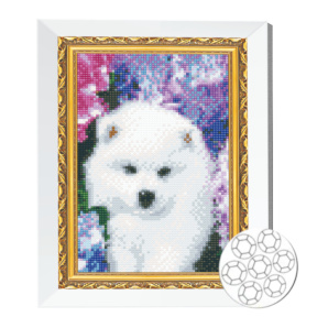 Mozaic cu diamante 20x30 cm Catelus alb pufos