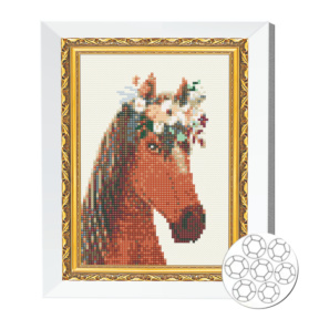 Mozaic cu diamante 20x30 cm Cal intr-o coronita de flori