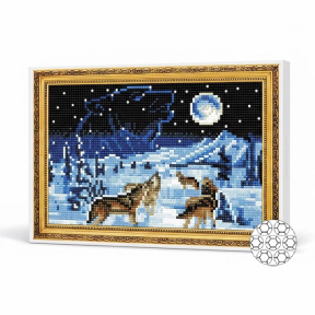 Вой на луну зимой, 20x30 см, алмазная мозаика