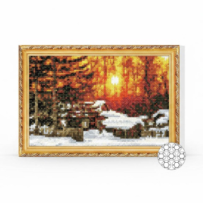 Зимний закат, 20x30 см, алмазная мозаика