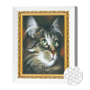 Mozaic cu diamante 20x30 cm Motan cu ochi verzi