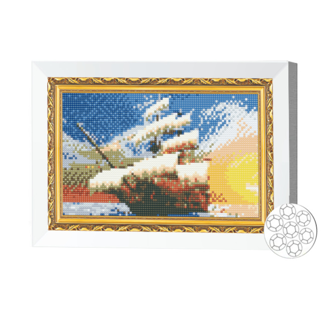 Mozaic cu diamante 20x30 cm Corabie cu panze albe