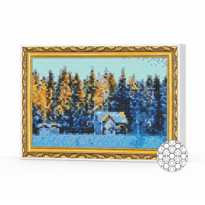 Домик на окраине зимнего леса, 20x30 см, алмазная мозаика