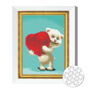 Mozaic cu diamante 20x30 cm Ursulet cu o inima