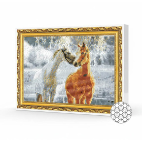 Пара лошадей, 20x30 см, алмазная мозаика
