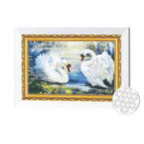 Mozaic cu diamante 20x30 cm Lebede-inima