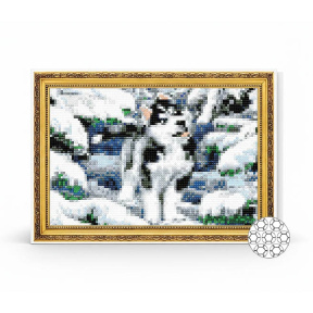 Щенок хаски, 20x30 см, алмазная мозаика