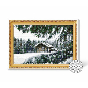 Охотничий домик в лесу, 20x30 см, алмазная мозаика