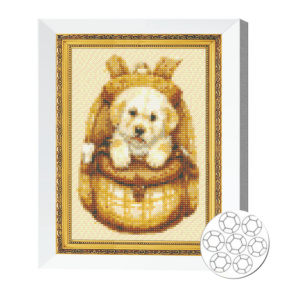 Mozaic cu diamante 20x30 cm Catelus intr-un rucsac