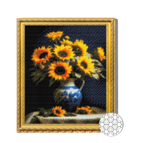 Mozaic cu diamante 30x40 cm Floarea-soarelui in vaza
